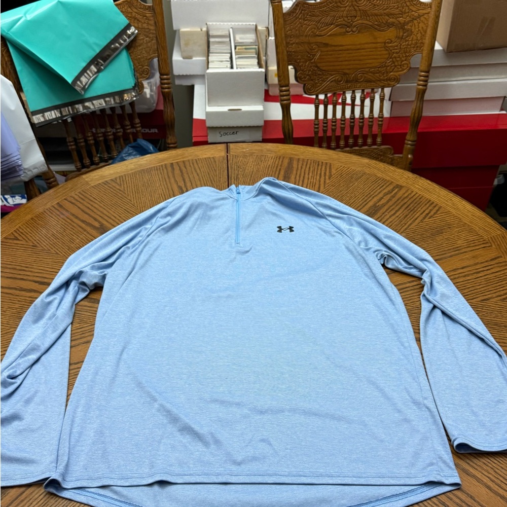 Under Armour Men’s Light Blue Long-Sleeve Performance Half-Zip Shirt
